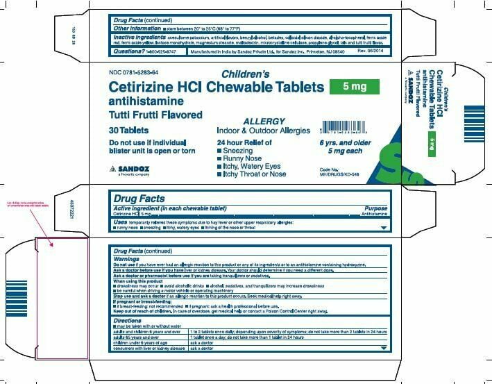 Children's Chewable Cetirizine Tablets, 5mg, 30 Count