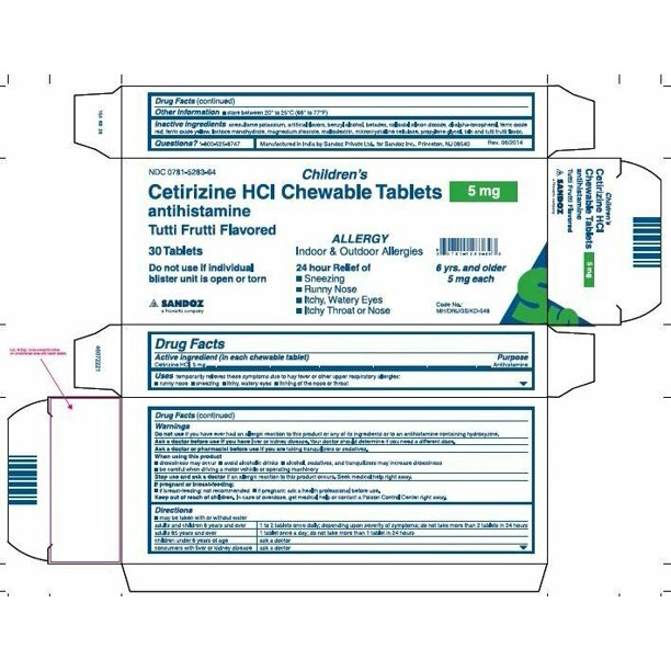 Children's Chewable Cetirizine Tablets, 5mg, 30 Count