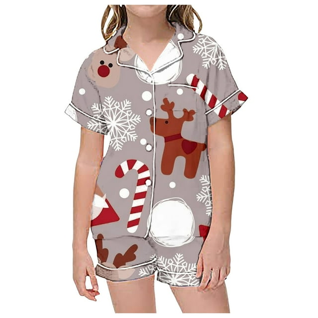Children's Christmas Print Short Sleeve Shorts Cardigan Children's
