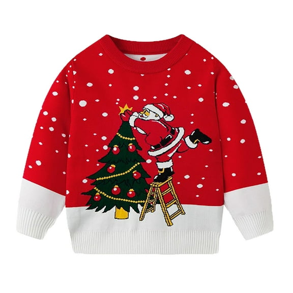 Children's Christmas Sweater Toddler Boys and Girls Fall Winter Fleece Warm Sweatshirt Kids Fashion Europe The United States Christmas Long Sleeve Knitwear Shirts