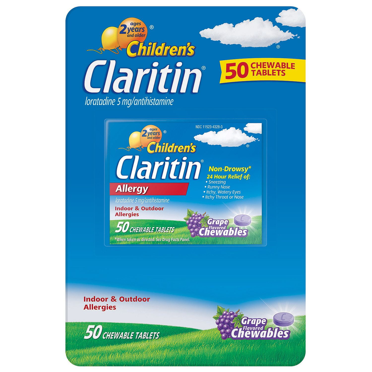 Children's Claritin® 24 Hour NonDrowsy Allergy 5mg Grape Chewable