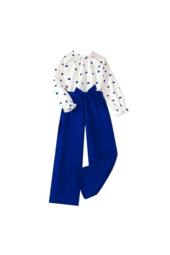 Children's Clothes 2024 Spring Children's Clothing Children's Clothing Love Printed Long Sleeve Suit, Girls Outfit Sets 7-8 Years