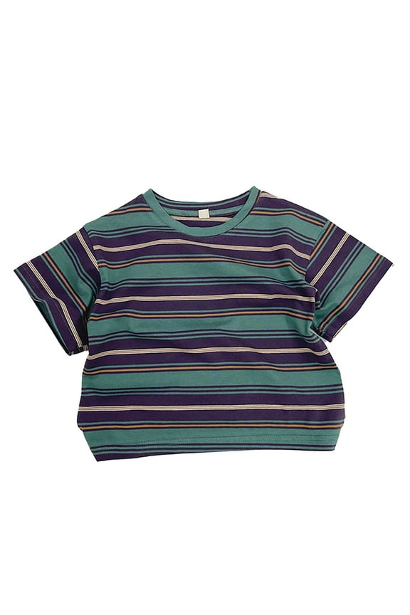 Children's Clothing Unisex Boys Girls Striped Casual Top Kids Boys T Shirt Spring Outfits Summer Essentials Everyday Wear Basic Shirt Apparel