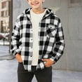 thumbnail image 1 of Children's Coat Sweatshirt Button Down Plaid Shirts Casual Long Sleeve Preppy Hoodies Fall Fashion Color Block Hooded Shirt Jackets, 1 of 5