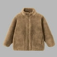 thumbnail image 1 of Children's Coat Winter Fuzzy Fleece Jackets Boys Girls Loungewear Warm Stand Collar Outwear Coats with Pockets Coffee 3Y, 1 of 3
