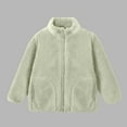 thumbnail image 1 of Children's Coat Winter Fuzzy Fleece Jackets Boys Girls Loungewear Warm Stand Collar Outwear Coats with Pockets Green 14Y, 1 of 3