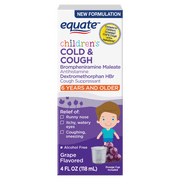 Equate Children's Cold & Cough Relief DM, Grape Flavor; Cold Medicine for Kids, 4 Fl Oz