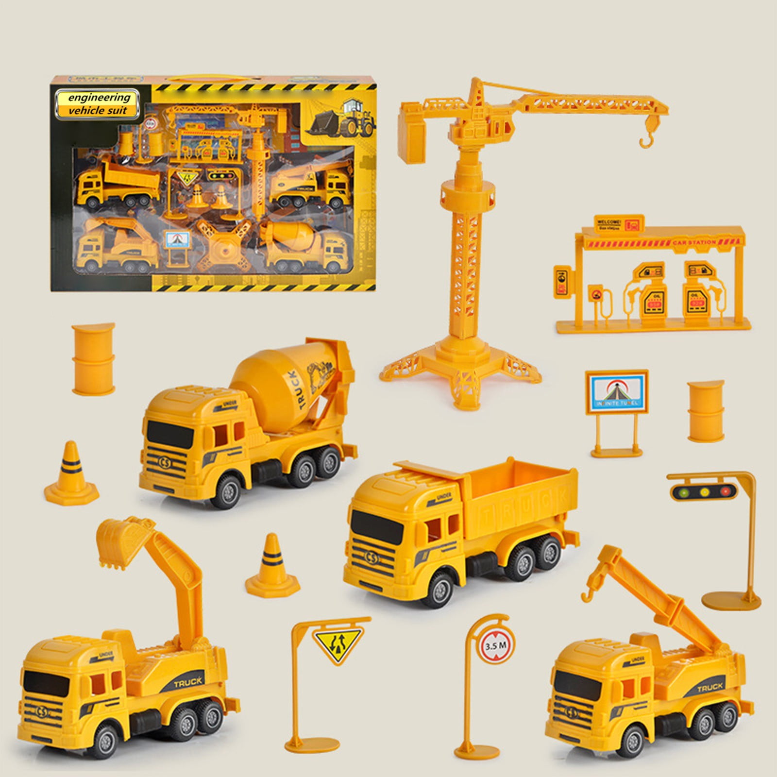 Children's Construction Vehicle Playset , Crane, Excavator, Dumper ...