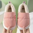 thumbnail image 1 of Children's Cotton Shoes Boys and Girls Solid Color Warm Shoes Plush Lining Bag Heel Home Shoes Cold-Proof Non-Slip Indoor Shoes (Pink,30-31), 1 of 7