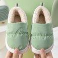 thumbnail image 1 of Children's Cotton Shoes Boys and Girls Solid Color Warm Shoes Plush Lining Bag Heel Home Shoes Cold-Proof Non-Slip Indoor Shoes (army green,24-25), 1 of 7