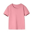 thumbnail image 1 of Children's Cotton T-Shirt Crew Neck Short Sleeve Baisc Tee Casual Loose Fit Solid Color Tops Soft Clothes (10 Years, Pink), 1 of 3