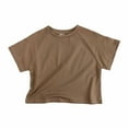 thumbnail image 1 of Children's Cotton T-Shirt Cute Crew Neck Short Sleeve Tops Solid Color Casual Basic Tee for Boys Girls (1 Years, Coffee), 1 of 8