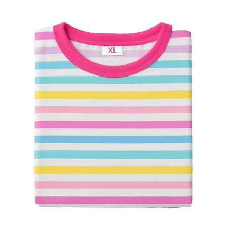 Children's Cotton T-Shirt, Striped T-Shirt, Pink Rainbow - 5T