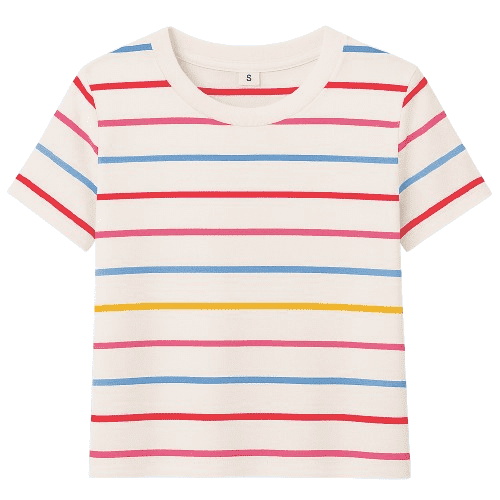 Children's Cotton T-Shirt, Striped T-Shirt, White  Multi - 4T