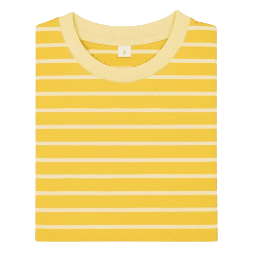 Children's Cotton T-Shirt, Striped T-Shirt, White and Yellow - 5T