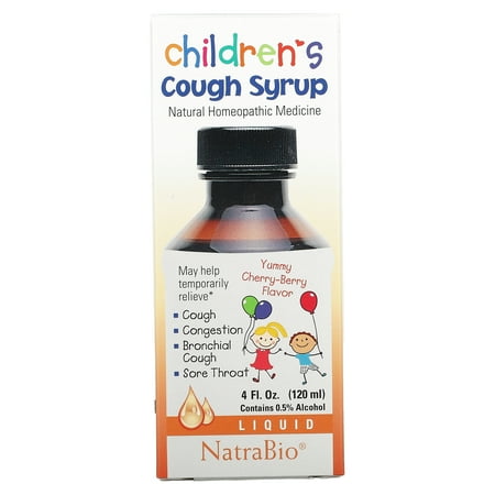 Children's Cough Syrup, Yummy Cherry-Berry , 4 fl oz (120 ml), NatraBio