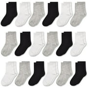 ELUTONG Kid's Mid-Calf Socks,18 Pairs of Boys and Girls Comfortable Breathable Elastic Socks for School 1-14 Years Old Kids