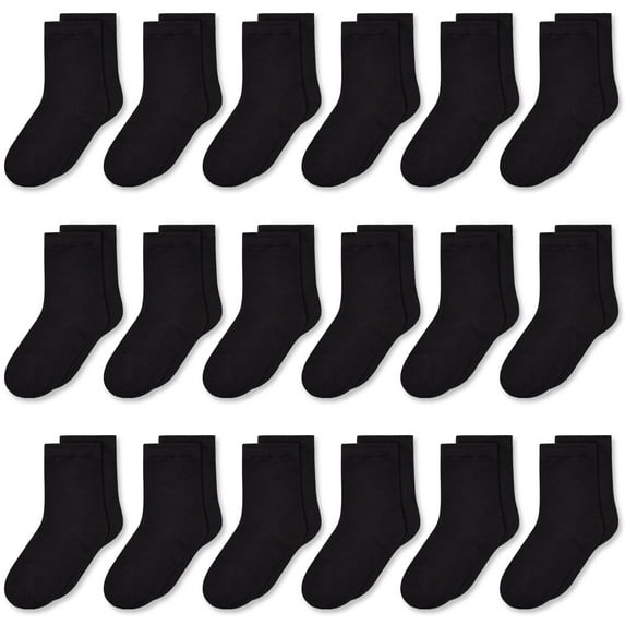 Kid's Mid-Calf Socks,18 Pairs of Boys and Girls Comfortable Breathable Elastic Socks for School 1-14 Years Old Kids