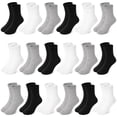 thumbnail image 1 of Kid's Mid-Calf Socks,18 Pairs of Boys and Girls Comfortable Breathable Elastic Socks for School 1-14 Years Old Kids, 1 of 7