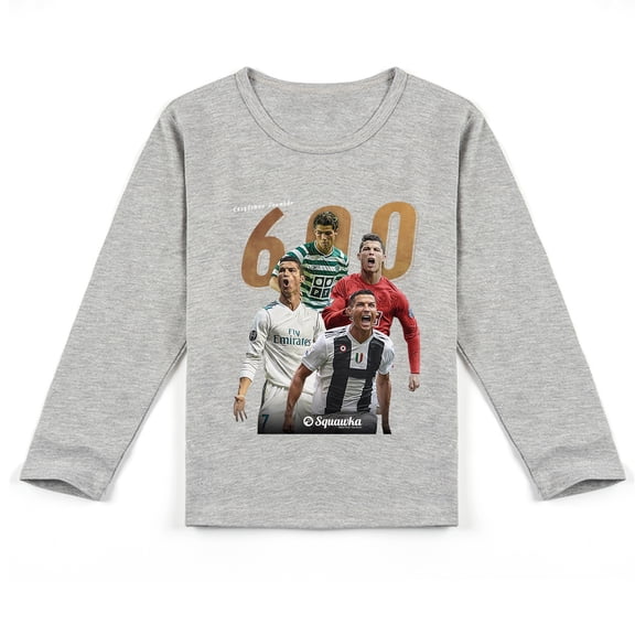 Children's Cristiano Ronaldo Breathable Cotton Long Sleeve T-shirt, Perfect Spring-Autumn Top