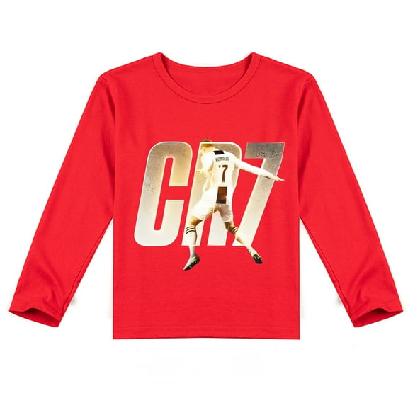 Children's Cristiano Ronaldo Soft Long Sleeve T-shirt, Attractive Print for Spring & Fall
