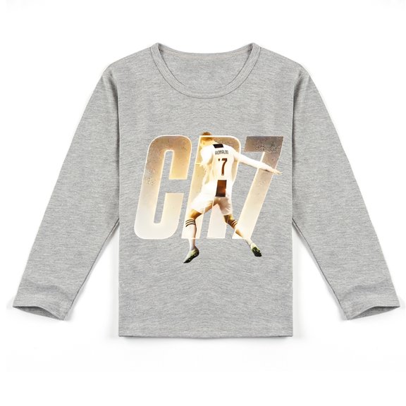 Children's Cristiano Ronaldo Soft Long Sleeve T-shirt, Attractive Print for Spring & Fall