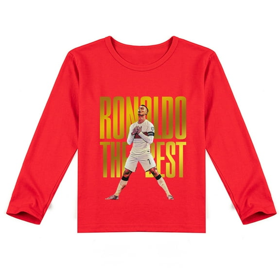 Children's Cristiano Ronaldo Soft Long Sleeve T-shirt, Cool Print for Spring & Autumn