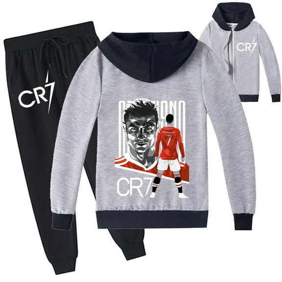 Children's Cristiano Ronaldo Zipper Hooded Jacket Sweatshirt Sets Boys Sweatpants Sweatsuit Outfits
