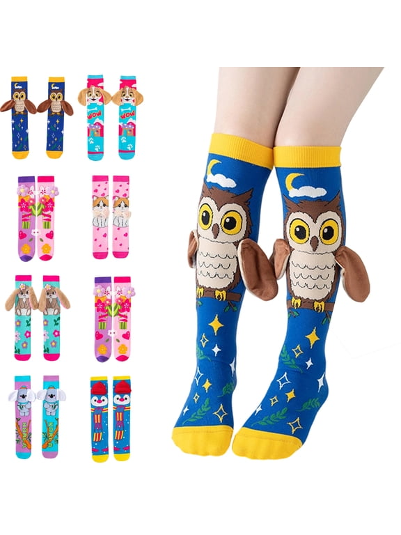 Children's Cute Cartoon Animal Knee-High Socks, Girls Long Calf Casual Fun Socks, F