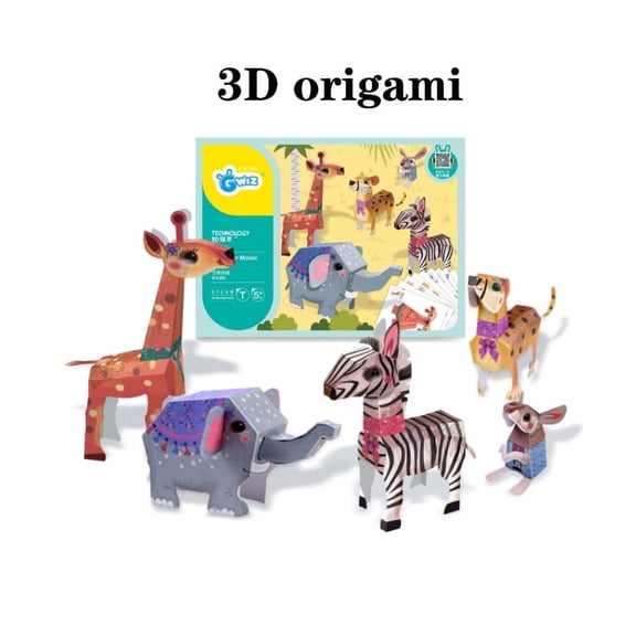 Children's DIY handmade toys Three-dimensional animal robot origami paper-cut gift