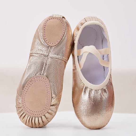 Children's Dance Shoes Solid Color Shiny Surface Rabbit Tie Soft Sole Paw Practice Shoes for Kids Girls with Nylon Spandex Material for Ballet and Dance Training