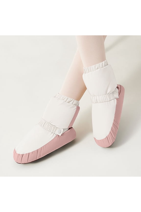 Children's Dance Warm Boots Thermal Boots Soft Sole Practice Shoes for Girls Kids Toddler Ballet Warm-Up Shoes Non-Slip Artificial Leather