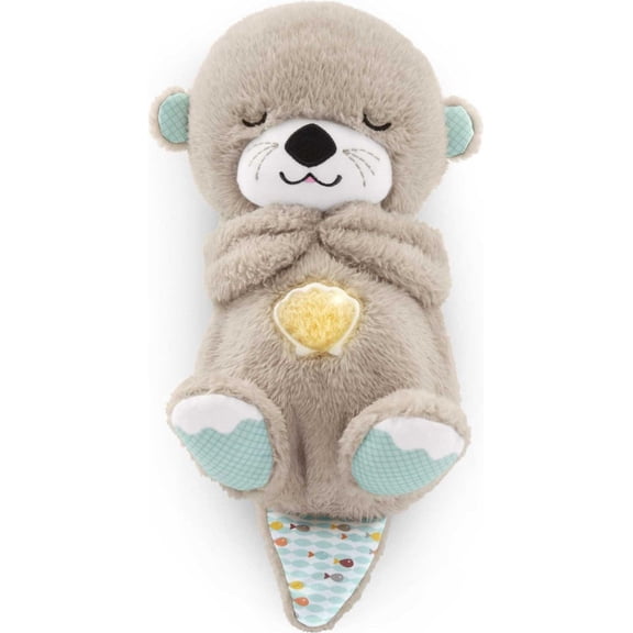 Children's Day 25cm Otter Plush Toy, Soothe 'n Snuggle Portable Sound Machine with Music Lights Breathing Motion, Soft Plush Gift for Newborns Infant