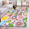 thumbnail image 1 of Children's Day Area Rugs 3'x5', Washable Small Throw Rugs for Living Room Bedroom, Cartoon Cute Flowers Leaf Pink Plaid Indoor Outdoor Rug Non-Slip Low Pile Carpet Runner Reversible Floor Mats, 1 of 8