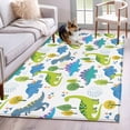 thumbnail image 1 of Children's Day Area Rugs 4x6 ft Cartoon Blue Green Dinosaurs Geometric Tree Washable Rug Non Slip Indoor Carpet Absorbent Floor Mat for Living Room Bedroom Dining Room, 1 of 9