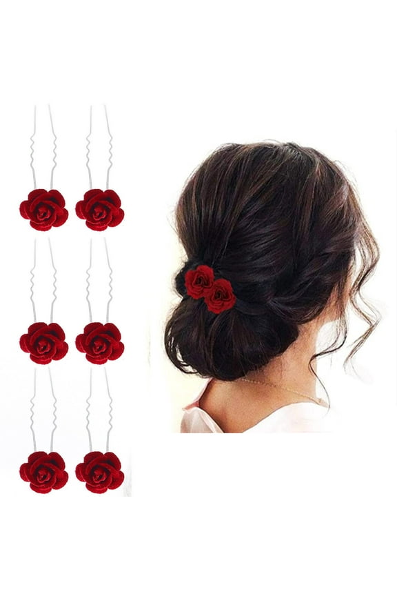 Mini Hair Clips Hair Nest Clip Rose Flower Hair Clips Rose Bridal Hair Clips Rose Wedding Hair Accessories for Women Girls Party Hair Barrettes for Women Troll Hair Bun Maker Rollbacks on Essentials