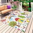 thumbnail image 1 of Children's Day Outdoor Rug 3x5 Ft, Non Slip Washable Area Rug, Cartoon Painting Rainbow Rocket Butterfly Patio Rugs Carpet Runner, Large Floor Mat for Indoor/Outdoor Deck Porch Camping, 1 of 8