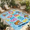 thumbnail image 1 of Children's Day Outdoor Rug for Patio/Deck/Porch, Non-Slip Large Area Rug 5 x 8 Ft, Cartoon Cute Watercolor Truck Cat Blue Indoor Outdoor Rugs Washable Area Rugs, Reversible Camping Rug Carpet Runner, 1 of 8