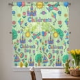 thumbnail image 1 of Children's Day Swag Curtains Valance & Tier Set, Cartoon Sun Airplanes Castles Kites Boat Balloon Green 3 Pcs Set Kitchen Swag Valances and Tiers 24 Inch Length Rod Pocket Curtain Drapes for Bedroom, 1 of 9