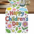 thumbnail image 1 of Children's Day Table Runner 70 Inches, Cartoon Cute Sun Nature Flowers Leaf Bed Runner Dresser Scarves Tabletop for Indoor Outdoor Parties/Ceremony/Banquet, 13" x 70", 1 of 9