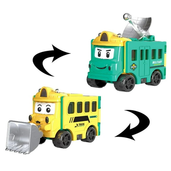 Children's Deformation Reversing Car Double-sided Flip Engineering Car Toys Forklift Ladder Fire Truck Pull Back Car