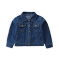 thumbnail image 1 of Children's Denim Jackets Girls Boys Fashion Cardigans Jean Casual Coats Button Turndown Collar Handsome Outerwear Dark Blue 100, 1 of 9