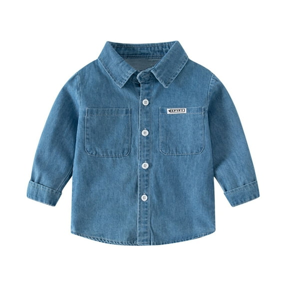 Children's Denim Jackets Girls Boys Fashion Cardigans Jean Casual Coats Button Turndown Collar Handsome Outerwear Light Blue 3 Years