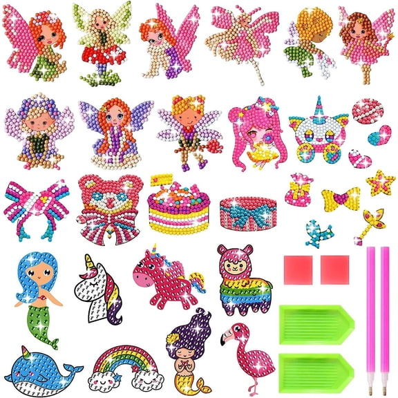 Children's Diamond Cartoon Princess Painting Sticker Set, DIY Handmade Creative Paste Painting Stickers, Children's 5D Gem Art Set.