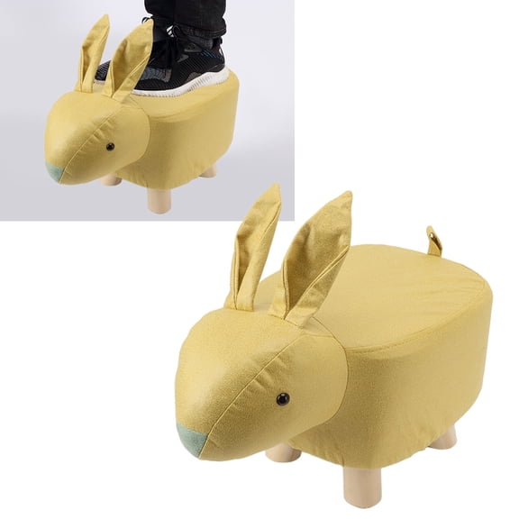 Children's Dinosaur Step Stool,Cartoon Animal Shaped Stool, Kid Home Living Room Cute Wooden Footstool for Playroom Courtyard[Yellow]