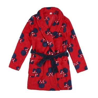 Disney Junior Minnie Mouse Girl's 3 Piece Hooded Robe & Pajama Set (XXS