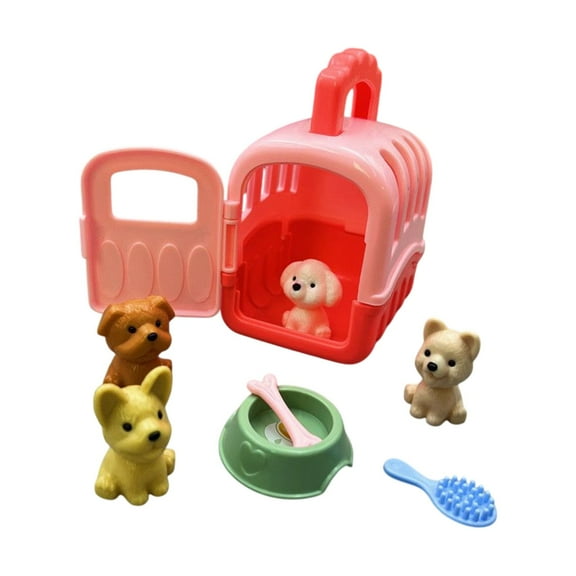 Children's Dollhouse Pet Play Set – DIY Puppy Doll & Dog Cage Toy for Boys and Girls – Mini Castle Scene Role Play Toy for Ages 4-6 – 8-Piece Gift Set