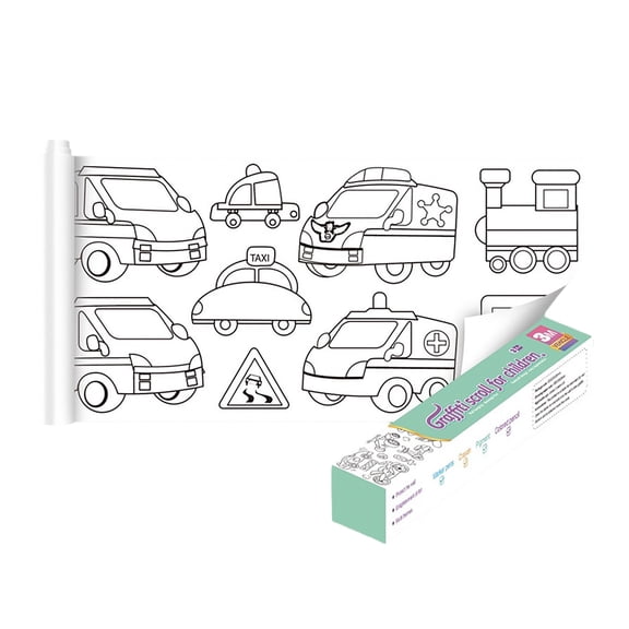 Children's Drawing Roll - 11.8 x 118 Inch Pasteable Large Coloring Paper Roll for Kids - 2025 New Sticky Art Paper for Toddlers - DIY Filling Picture Table Coloring Shee