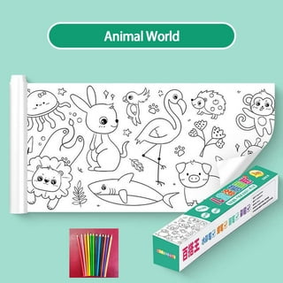 Coloring Posters Birthday Gift 30x300cm Painting DIY Coloring Book Art  Paper Roll Sticky for marker Toddlers Party Boys Girls , sea World