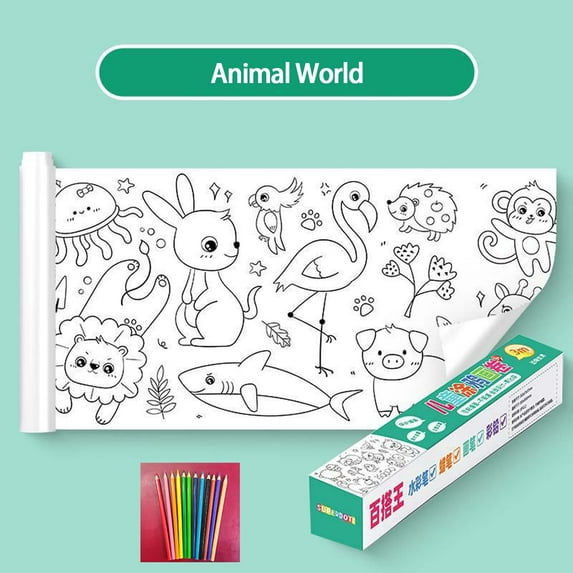 Children's Drawing Roll,Coloring Paper Roll for Kids,Coloring Paper Roll DIY Painting Color Filling Paper,Children's Drawing Roll Sticky Drawing Art Paper Crafts,Ideal Gift for Kids Birthday